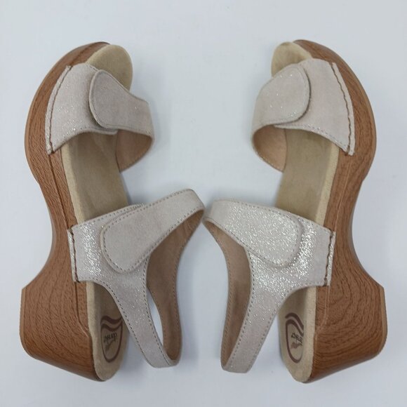 Dansko Sonnet Sandals Size 39 Platform Glitter Adjustable Straps - Picture 3 of 13